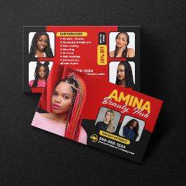 Red Hair & Beauty Salon Braider Hairstylist Wigs Visitenkarte