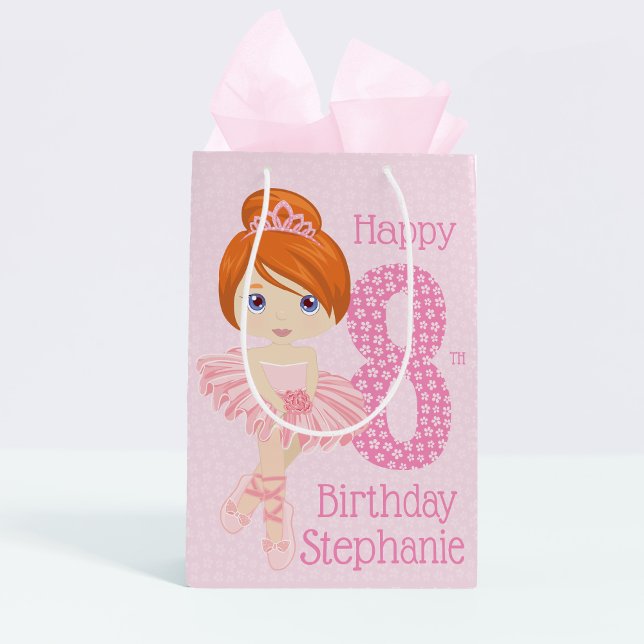 Red Hair Birthday Ballerina Mittlere Geschenktasch Geschenktüte (Von Creator hochgeladen)