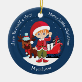 Red Hair Boy Elf Keramik Ornament