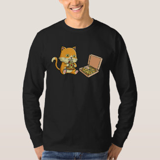 Red hair cat devours delicious pizza with relish c T-Shirt