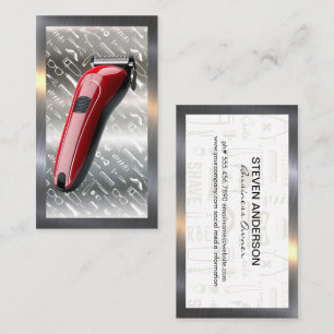 Red Hair Clippers   Barber Pattern   Metallgrenze Visitenkarte