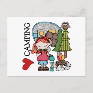 Red Hair Girl I Liebe Camping Postkarte