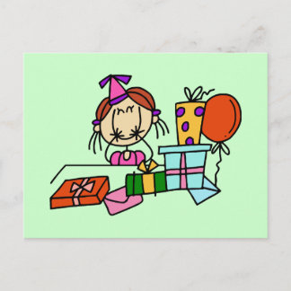 Red Hair Girl mit Geburtstagsgeschenken T - Shirt Postkarte