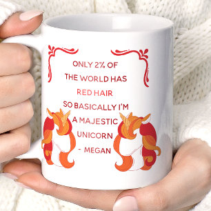 Red Hair Majestic Einicorn Personalisiert Kaffeetasse