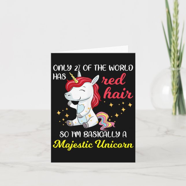 Red Hair Majestic Unicorn Funny Ginger Head Pride  Karte (Vorderseite)