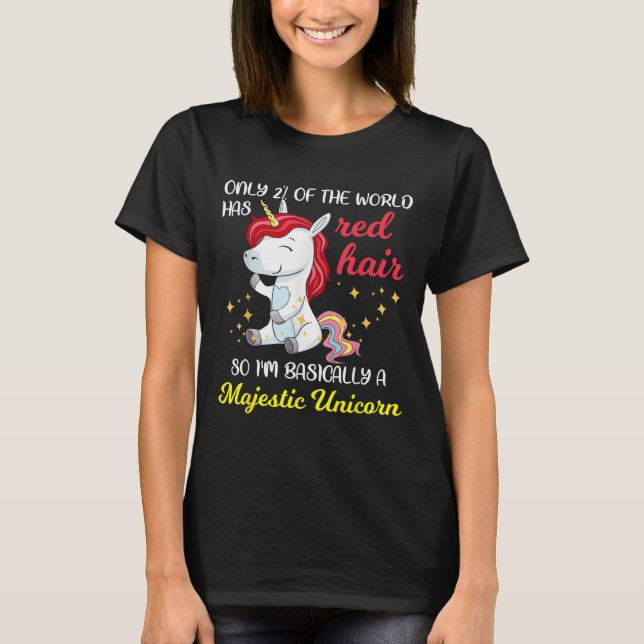 Red Hair Majestic Unicorn Funny Ginger Head Pride  T-Shirt (Vorderseite)
