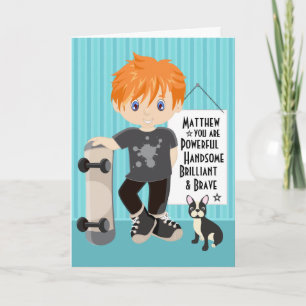 Red Hair Powered & Brave Boy Card Karte