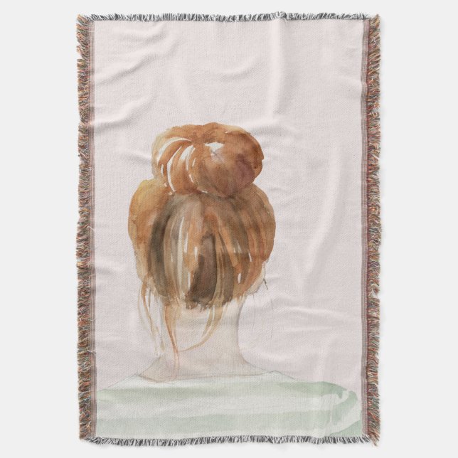 Red Hair Top Knot Bun Decke (Vorderseite Vertikal)