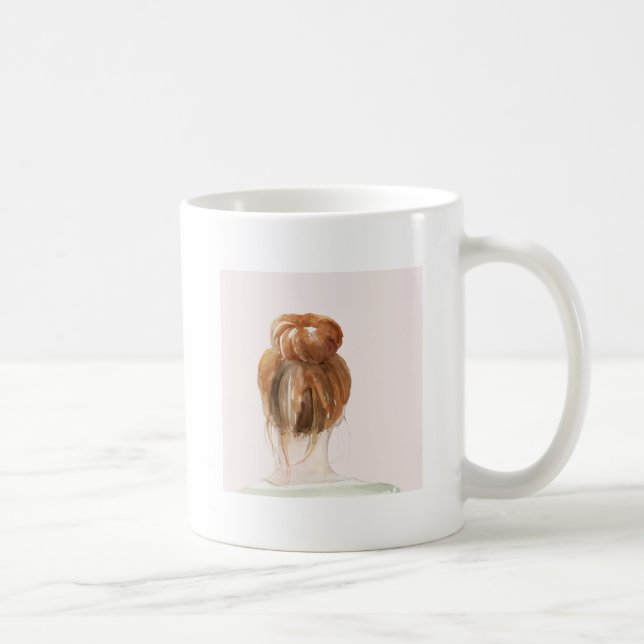 Red Hair Top Knot Bun Kaffeetasse (Rechts)