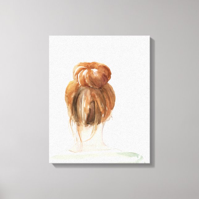 Red Hair Top Knot Bun Leinwanddruck (Vorderseite)