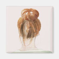 Red Hair Top Knot Bun