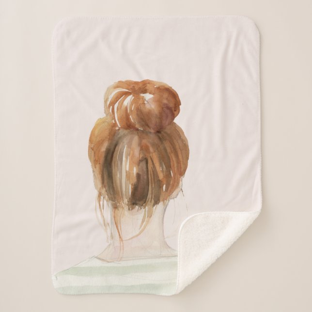 Red Hair Top Knot Bun Sherpadecke (Vorderseite)