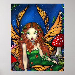 Red Haired Fairy Queen ART DRINT Poster