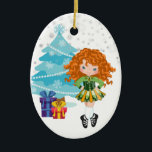 Red Haired Irish Dancer Winter Christmas Keramik Ornament<br><div class="desc">This Dance Themed Holiday Christmas ornament feature hat redheaded Irish dancer in a green and gold solo dress dancing in a winter wonderland complete with snow,  in Christmas tree and ohrfeigen gekocht. Personalize the back of the ornament with a name and year!</div>