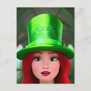 Red Haired St. Patricks Woman Postkarte