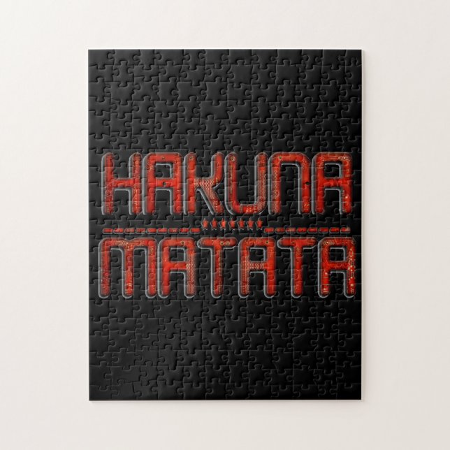 Red Hakuna Matata 3D Techno Star Design Puzzle (Vertikal)