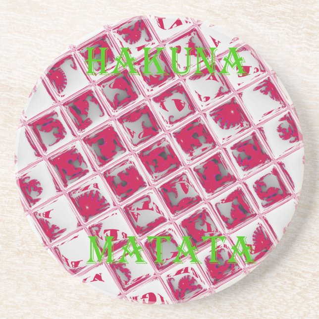 Red Hakuna Matata Style Sandstein Untersetzer (Vorne)