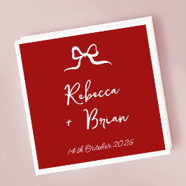 Red Hand Drawn Bow Ribbon Sketch Hochzeit Serviette