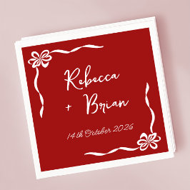 Red Hand Drawn Bow Ribbon Sketch Hochzeit Serviette