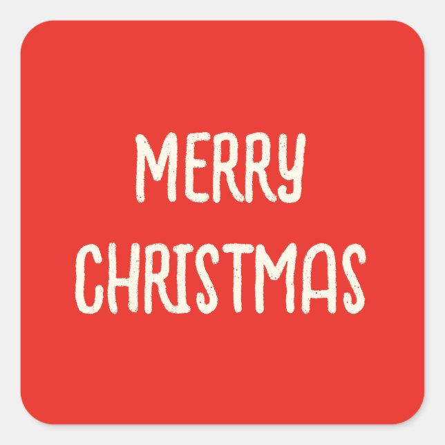 Red Hand Drawn Doodle Whimsical Frohe Weihnachten Quadratischer Aufkleber (Vorderseite)