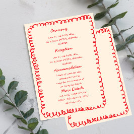 Red hand drawn heart Whimsical Wedding Einladung