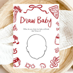Red Hand Drawn Italian Baby Shower Zeichne Baby Ga Einladung