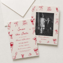 Red Hand Drawn Wedding Save the Date Foto