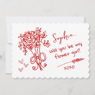 Red Hand Drawn Will you be... Einladung