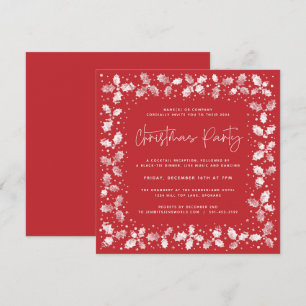 Red Hand Printed Holly+Berries Weihnachtsfest Part Einladung