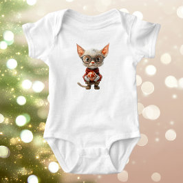 Red-Handed Christmas Cat Baby Bodysuit Strampler