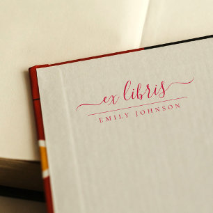 Red Handwriting Ex Libris Script Individuelle Name Permastempel