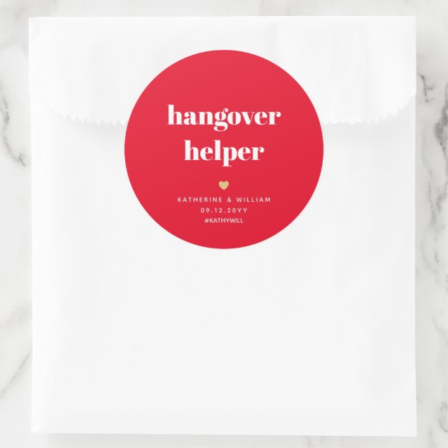 Red Hangover Helper Classic Round Sticker (Tasche)