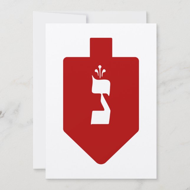 Red Hanukkah Dreidel w. Hebrew Letter Nun (Vorderseite)
