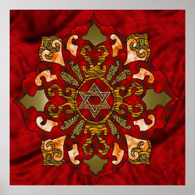 Red Hanukkah Mandala Poster (Vorne)
