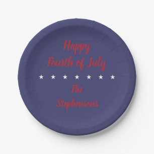 Red Happy Amerikanische Unabhängigkeitstag auf Blu Pappteller