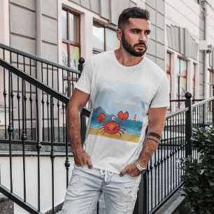 Red Happy Crab auf einem Beach T - Shirt