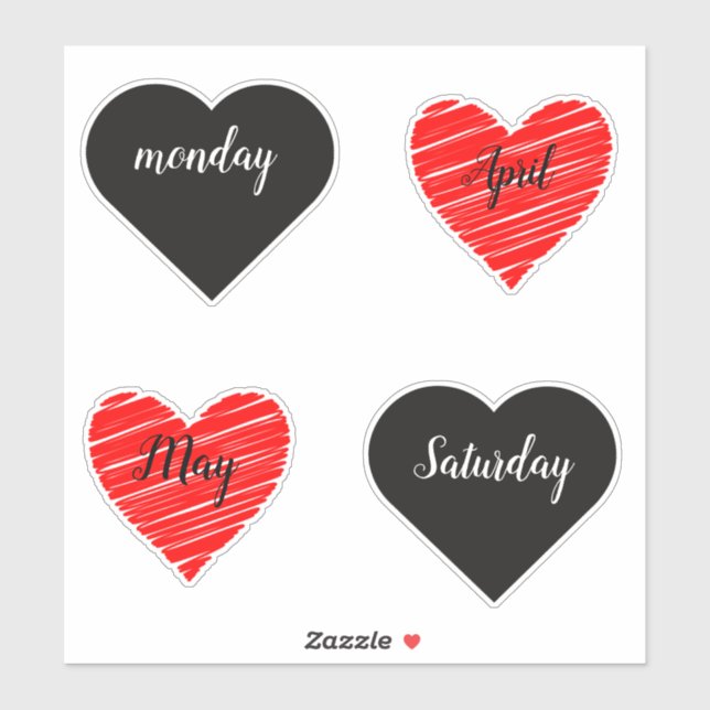 Red Happy heart romance graphic Aufkleber (Blatt)