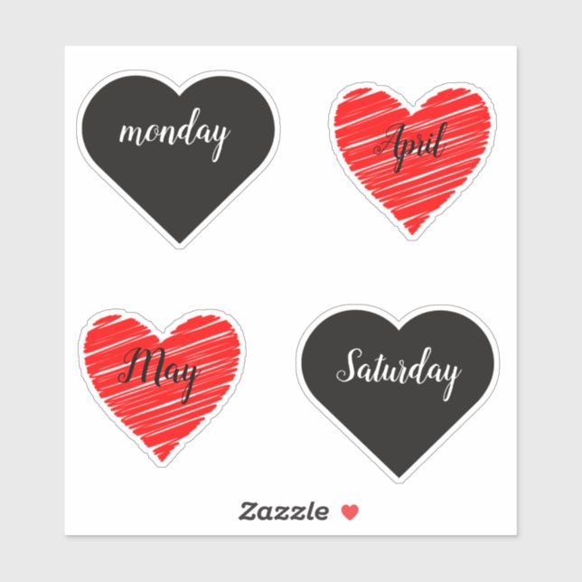 Red Happy heart romance graphic Aufkleber (Blatt)