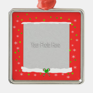 Red Happy Holiday Snowflakes (Foto Rahmen) Ornament Aus Metall