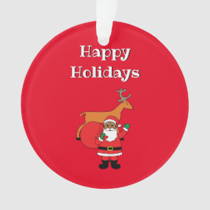 Red Happy Holidays Afrikanischer Weihnachtsmann Ornament