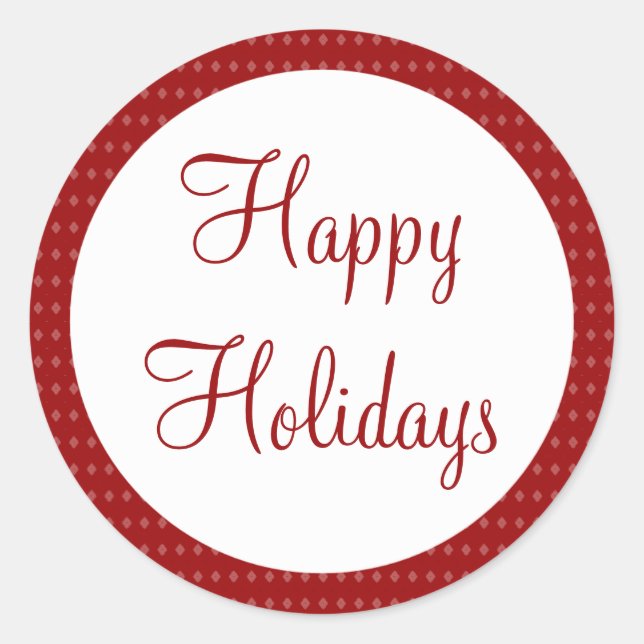 Red Happy Holidays Runder Aufkleber (Vorderseite)