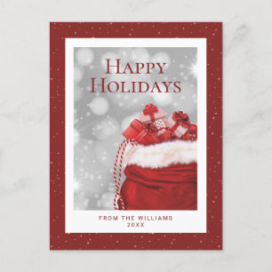 Red Happy Holidays Stars Weihnachtsgeschenke Feiertagspostkarte