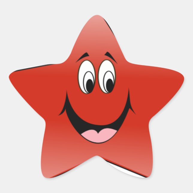 Red Happy Star Stern-Aufkleber (Vorderseite)