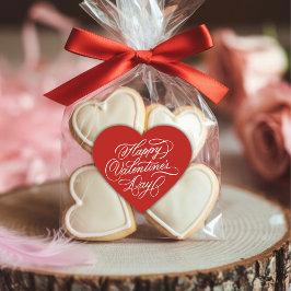 Red Happy Valentines Day Calligraphy  Herz-Aufkleber