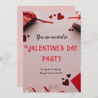 Red Happy Valentine's Day Modern Card Dankeskarte