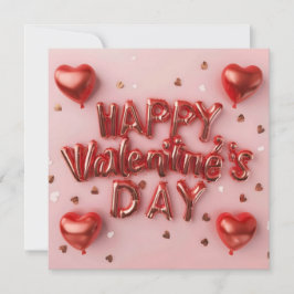 Red Happy Valentine's Day Modernes 3D Design Feiertagskarte