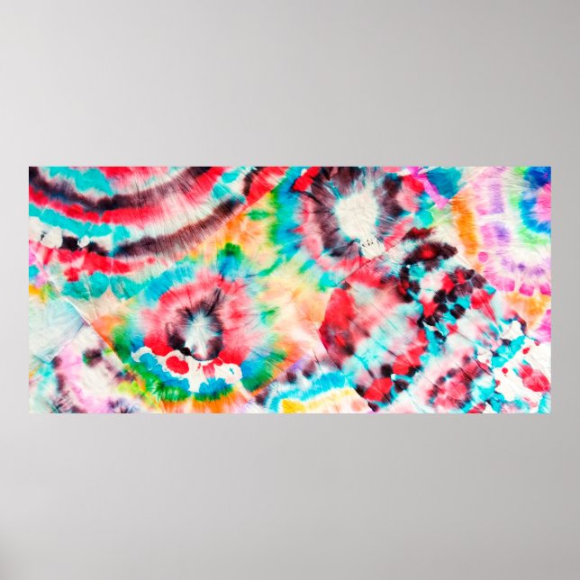 Red Hard Grunge. Shibori Muster. Golden Brush Gra Poster (Vorne)