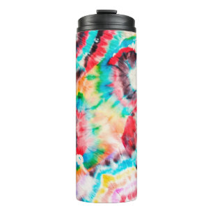 Red Hard Grunge. Shibori Muster. Golden Brush Gra Thermosbecher