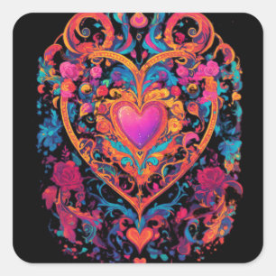 Red Hard Multi Color Design Style" Quadratischer Aufkleber