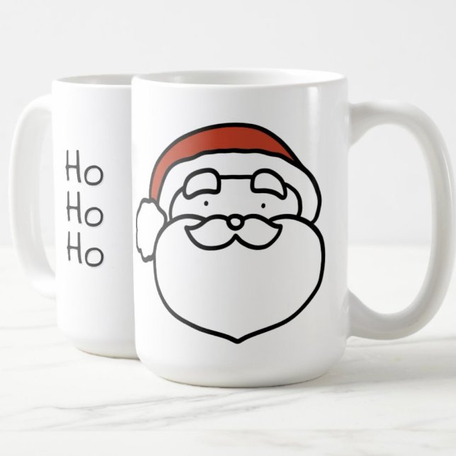 Red Hat Christmas Santa Drawing with and HoHoHo Kaffeetasse (Cheer in the Christmas season with this simple line drawing Santa with red hat and HoHo Ho mug!)